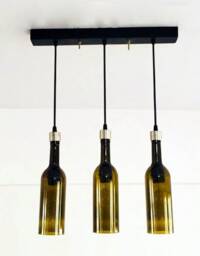 Industrial Light Fixture - Chandelier Ceiling Lamp Made From Wine Bottles For Home, Condo & Kitchen Island - thumbnail 2