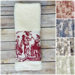 Toile D'jouy Towel French Country Bath Decor - thumbnail 3