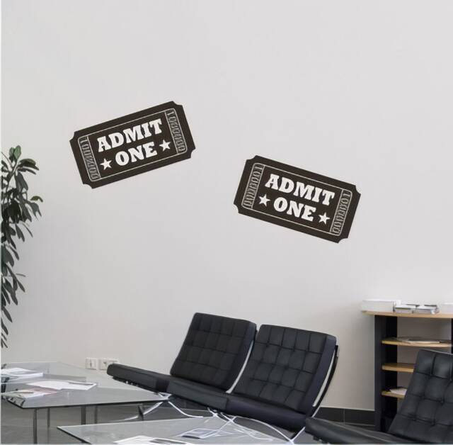 Movie Ticket Vinyl Wall Decal Home Theater Decor - Set Of 2 - image 1