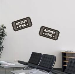 Movie Ticket Vinyl Wall Decal Home Theater Decor - Set Of 2 - thumbnail 1