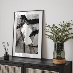 Guyana Map - Black & Grey Abstract Painting Of Wall Art Print Caribbean Traval Poster - thumbnail 1