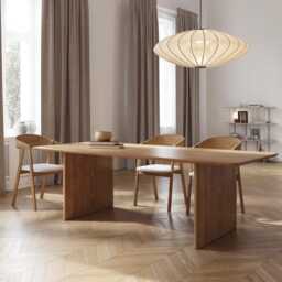 Hardwood Solid Oak Dining Table With Wooden Legs Clar 036 - thumbnail 3