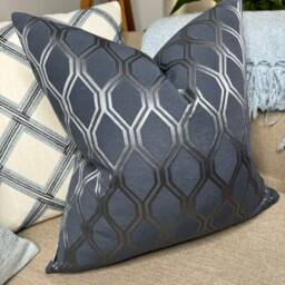 Navy Pillow Cover, John Lewis & Partners Albany Fabric - Geometric Cushion Double Sided, Modern Throw For Sofa Or Bed - thumbnail 2