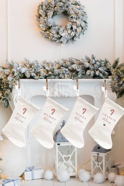 Personalised Christmas Stockings, Decorations, Candy Cane, Gift, Family Gifts, Personalized Stocking - image 1