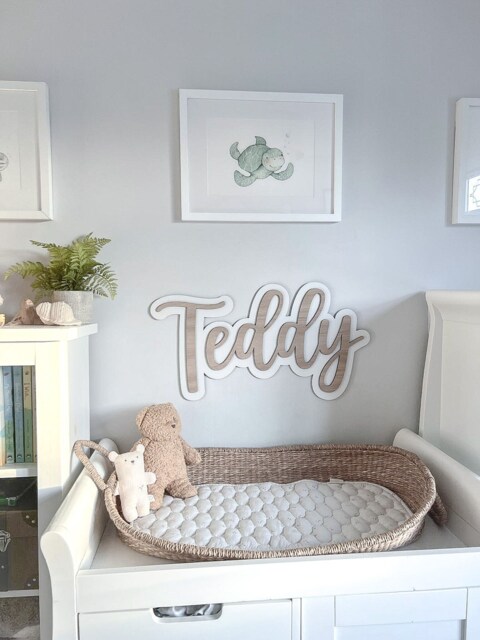 Personalised Name Wall Art - Boys Girls Room Sign Wooden Nursery Scandi Decor Bedroom - image 1