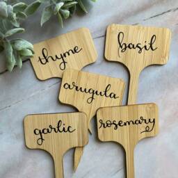 Custom Garden Markers Hand Lettered Herb Labels Bamboo Plant Marker & Cheese - Singles - thumbnail 2
