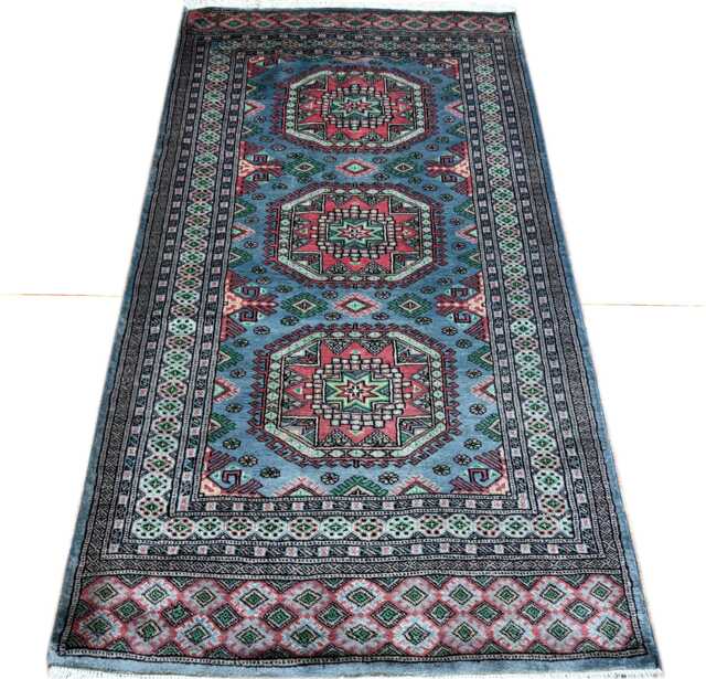 3x6 Gray Color Bokhara Rug - 0.90x1.85 Bedroom Luxury Area Turkish Fine Quality Afghan - image 1