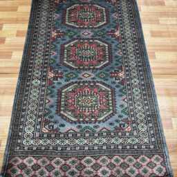 3x6 Gray Color Bokhara Rug - 0.90x1.85 Bedroom Luxury Area Turkish Fine Quality Afghan - thumbnail 2