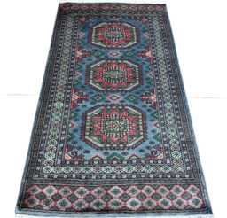 3x6 Gray Color Bokhara Rug - 0.90x1.85 Bedroom Luxury Area Turkish Fine Quality Afghan - thumbnail 1