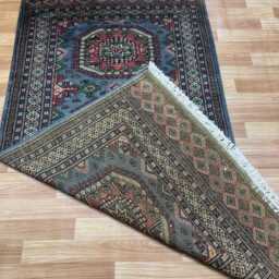 3x6 Gray Color Bokhara Rug - 0.90x1.85 Bedroom Luxury Area Turkish Fine Quality Afghan - thumbnail 4