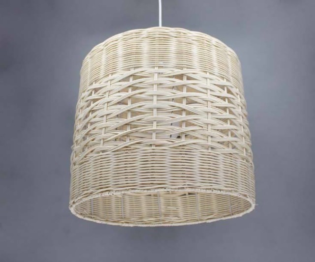 Handwoven Rattan Pendant Light, Farmhouse Chandelier - 15.7x14.5 Inches - image 1