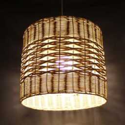 Handwoven Rattan Pendant Light, Farmhouse Chandelier - 15.7x14.5 Inches - thumbnail 2