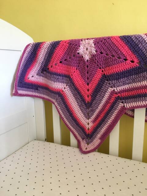 star Baby Blanket, Pink & Purple Crochet, Ideal New Gift - image 1