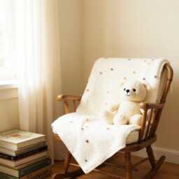 Cream Polka Dot Knit Blanket - Soft Cotton Baby Boho Throw Cozy Sofa Snuggle Modern Nursery Decor - thumbnail 3