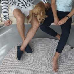 Handmade Crochet Round Rug Neutral Scandinavian Cotton Rug - thumbnail 4