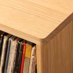 Handcrafted Mid-Century Solid Oak Vinyl Record Cabinet - Stylish Turntable & Storage Solution - thumbnail 2