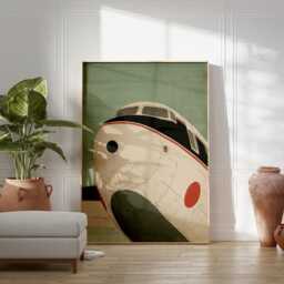 Vintage Airplane Nose Poster - Japanese Style Aviation Illustration Minimal Aircraft Wall Art - thumbnail 3