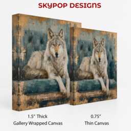 Wolf Art, Canvas Or Poster, Rustic Farmhouse Decor, Living Room Bedroom Office Entryway Wall Brown Gold Teal Grey - thumbnail 2