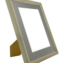 Crown Clay Photo Frame With Dark Grey Mount, Wooden Bobbin Distressed - thumbnail 2