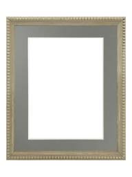Crown Clay Photo Frame With Dark Grey Mount, Wooden Bobbin Distressed - thumbnail 1
