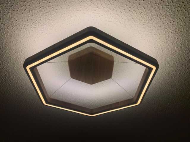 Ivylux Handcrafted Walnut Wooden Ceiling Lights Led With Dimmable Warm Light Hexagon - image 1