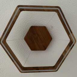 Ivylux Handcrafted Walnut Wooden Ceiling Lights Led With Dimmable Warm Light Hexagon - thumbnail 2