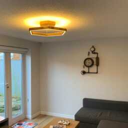 Ivylux Handcrafted Walnut Wooden Ceiling Lights Led With Dimmable Warm Light Hexagon - thumbnail 4