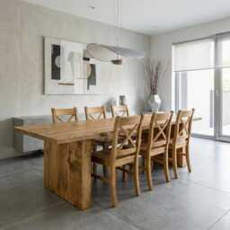 Dalby Wooden Blocks Dine Table Rustic Natural Wood - Chunky Frame Legs- Handmade Stylish Cozy & Natura - thumbnail 2