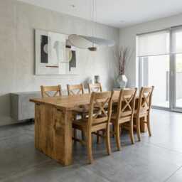 Dalby Wooden Blocks Dine Table Rustic Natural Wood - Chunky Frame Legs- Handmade Stylish Cozy & Natura - thumbnail 3