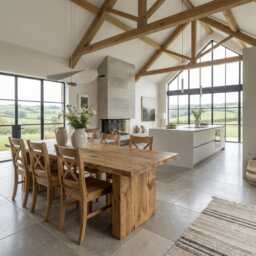 Dalby Wooden Blocks Dine Table Rustic Natural Wood - Chunky Frame Legs- Handmade Stylish Cozy & Natura