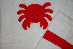 Custom Embroidered, Personalized Towel Set With Happy Crab - thumbnail 1