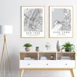 Cape Town Map Wall Art - Printable City Street Gift Digital Decor Black & White Coordinates Print - thumbnail 3