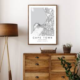 Cape Town Map Wall Art - Printable City Street Gift Digital Decor Black & White Coordinates Print - thumbnail 2