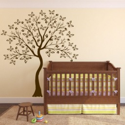Large Wall Tree Baby Girl Nursery Decal Butterfly Cherry Blossom Art Woodland Decor #1374 - thumbnail 3