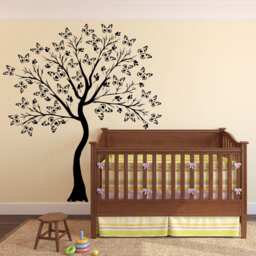 Large Wall Tree Baby Girl Nursery Decal Butterfly Cherry Blossom Art Woodland Decor #1374 - thumbnail 2