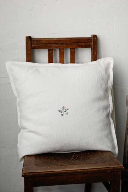 Hand Embroidered Linen Christmas Pillowcase Holiday Decor - image 1