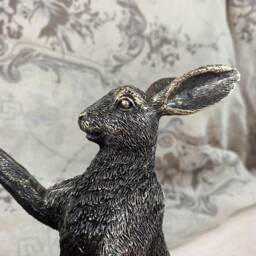 Boxing Hares Bookends Set, Pair Of 2 Antique Bronze Style Ornaments - thumbnail 3