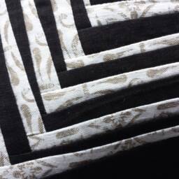 Black & White Linen Patchwork Pillow Cover Handmade Cushion Case - thumbnail 3