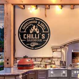 Custom Barbecue Metal Sign With Personalized Name, Outdoor Grill Wall Art, Large Bbq Decoration - thumbnail 3