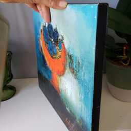 Abstract Fruit Bowl Art Print Turquoise, Blue & Orange Still Life - thumbnail 3