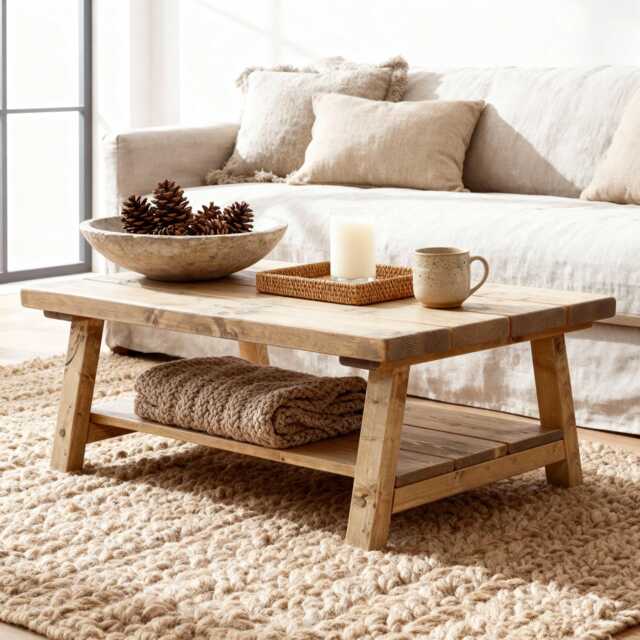 Handcrafted Rustic Fleetwood Coffee Table With Shelf - Ben Simpson Furniture - image 1