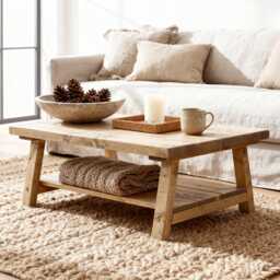 Handcrafted Rustic Fleetwood Coffee Table With Shelf - Ben Simpson Furniture