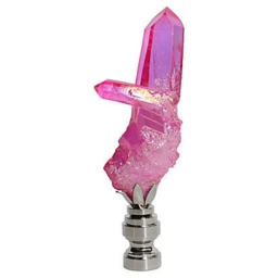 Titanium Quartz Cluster Lamp Finial in Hot Pink On Shiny Chrome Hardware - thumbnail 3