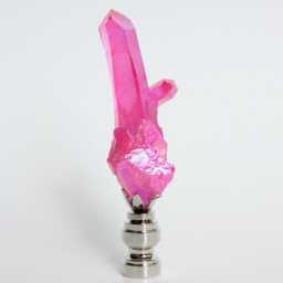Titanium Quartz Cluster Lamp Finial in Hot Pink On Shiny Chrome Hardware - thumbnail 2