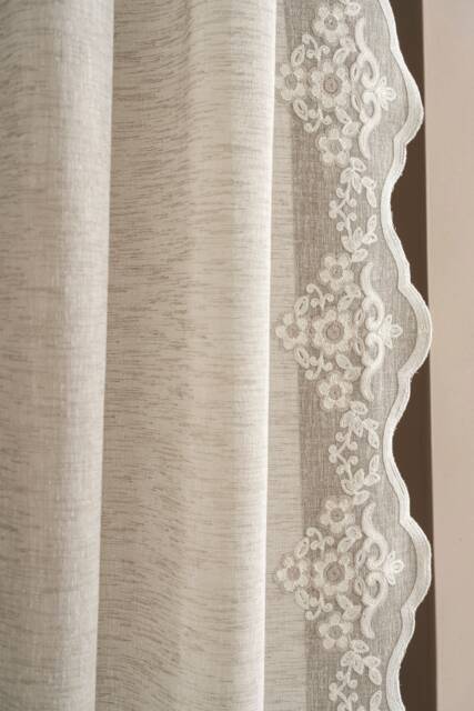 Floral Linen Curtains Double Pinch Pleat, Custom Length - image 1