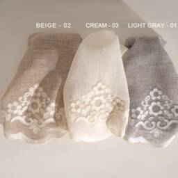 Floral Linen Curtains Double Pinch Pleat, Custom Length - thumbnail 4