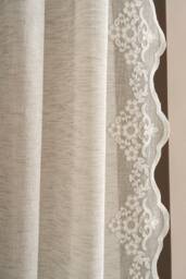 Floral Linen Curtains Double Pinch Pleat, Custom Length - thumbnail 1