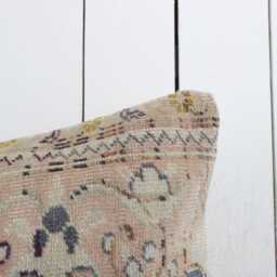 Vintage Turkish Kilim Pillow Cover, 12x24 Lumbar Wool Cushion, Boho Decor - thumbnail 2