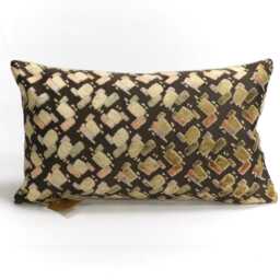 Vintage Cut Velvet Lumbar Pillow Cover, Beige & Pink - Handmade - thumbnail 3