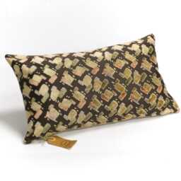 Vintage Cut Velvet Lumbar Pillow Cover, Beige & Pink - Handmade - thumbnail 2